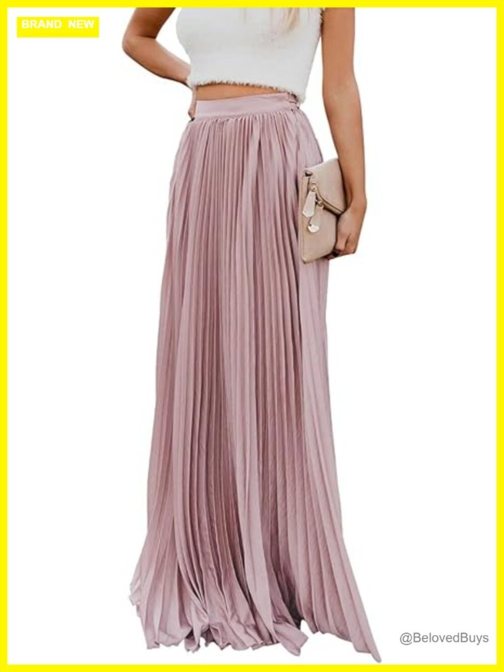 High Waist Flowy Pleated Chiffon Maxi Skirt with Pockets